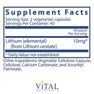Lithium Orotate Other Supplements Vital Nutrients   