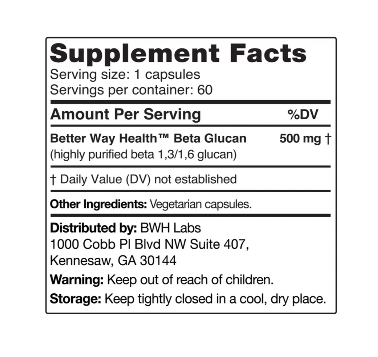Beta Glucan Daily Benefit,Other Supplements BWH Labs