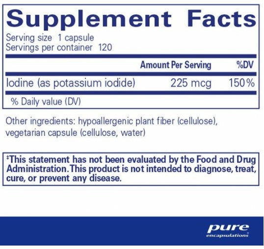 Iodine 225 mcg (Potassium Iodine)  Pure Encapsulations   