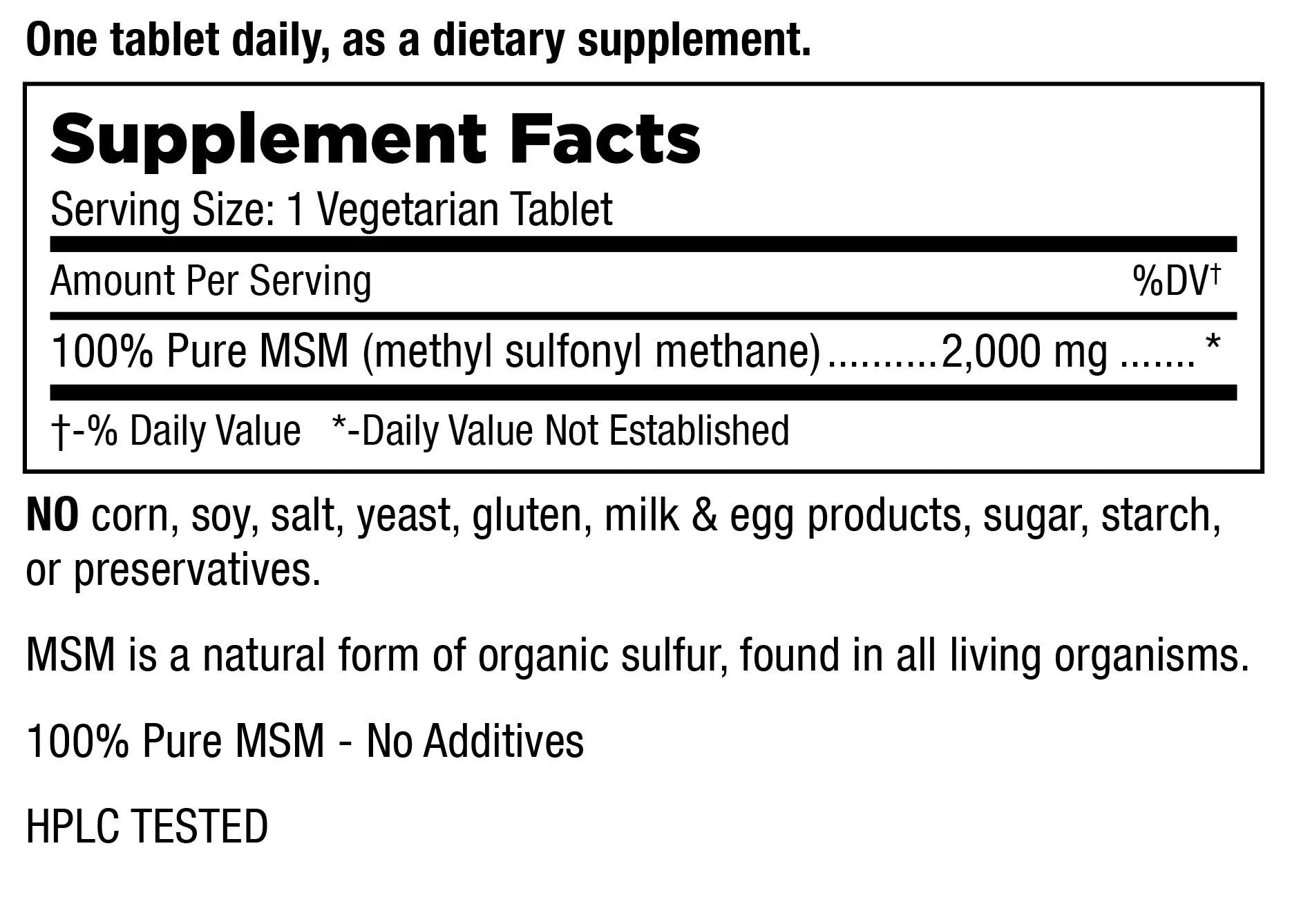 MSM 2000 Other Supplements MT.ANGEL VITAMIN COMPANY