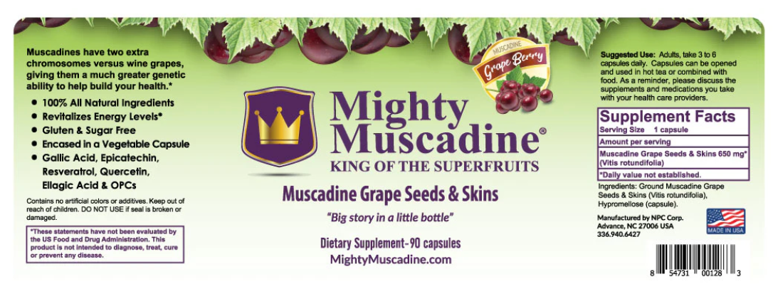 Mighty Muscadine Grape Seeds and Skins Supplement Daily Benefit,Other Supplements Mighty Muscadine