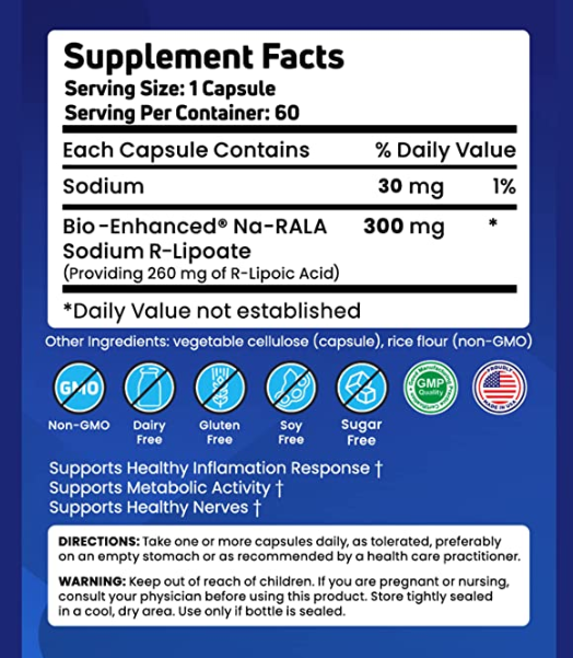 R-Lipoic Acid 300 mg Other Supplements DailyBenefit.com   