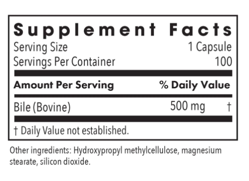 Ox Bile 500mg Other Supplements Allergy Research Group