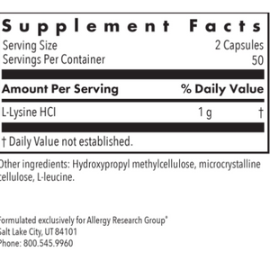 L-Lysine 500mg Daily Benefit,Other Supplements Allergy Research Group