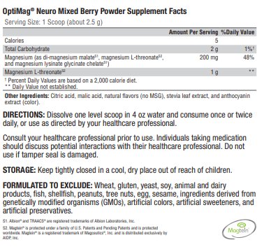 OptiMag Neuro - Mixed Berry  Xymogen   