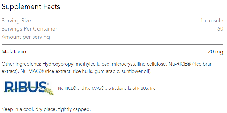 Melatonin 20 mg Other Supplements Allergy Research Group   